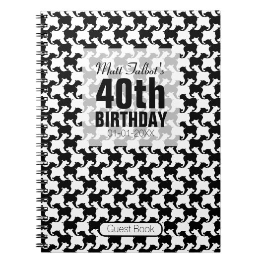 Houndstooth Tesselation Dog 40ste verjaardag Gast  Notitieboek (Voorkant)