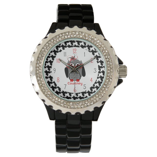 Houndstooth Uil Watch Horloge (Voorkant)