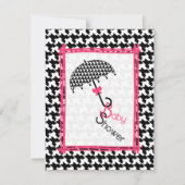 Houndstooth Umbrella Baby shower Invitation Kaart (Voorkant)