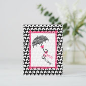 Houndstooth Umbrella Baby shower Invitation Kaart (Staand voorkant)