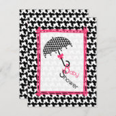Houndstooth Umbrella Baby shower Invitation Kaart (Voorkant / Achterkant)