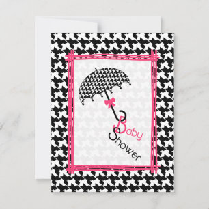 Houndstooth Umbrella Baby shower Invitation Kaart