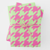 Houndstooth, visgraat, Dot DIY Selderij Pinks Inpakpapier Vel (In situ)