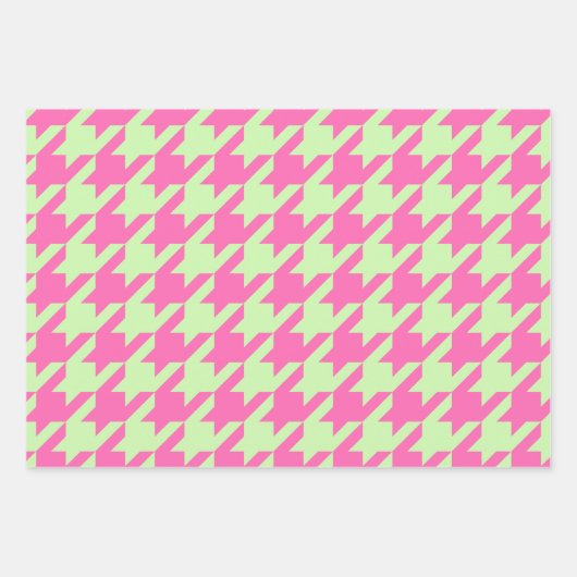 Houndstooth, visgraat, Dot DIY Selderij Pinks Inpakpapier Vel (Voorkant)