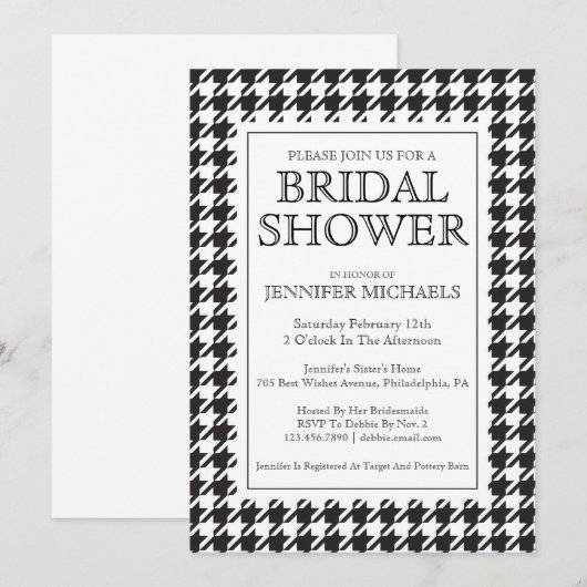 Houndstooth-Vrijgezellenfeest Kaart (Voorkant / Achterkant)