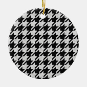 Houndstooth Weave Pattern Kerstannament Keramisch Ornament