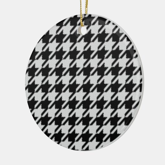 Houndstooth Weave Pattern Kerstannament Keramisch Ornament (Links)