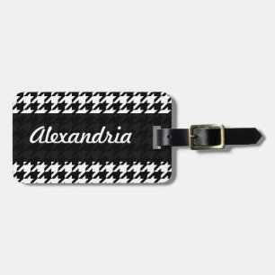 Houndstooth wit zwart decoratief kunstpatroon bagagelabel