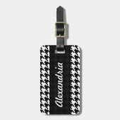 Houndstooth wit zwart decoratief kunstpatroon bagagelabel (Voorkant verticaal)
