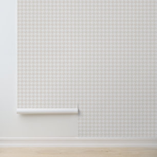Houndstooth zacht klassiek subtiel beige wit behang