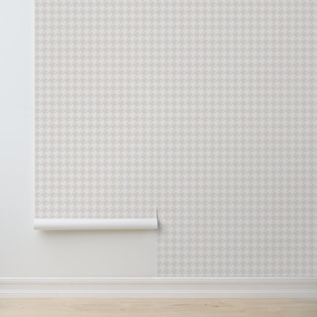 Houndstooth zacht klassiek subtiel beige wit behang (Applicatie)