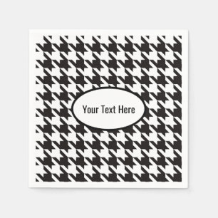 Houndstooth zwart wit bruiloft gepersonaliseerd servet