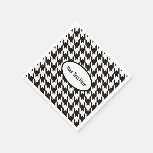 Houndstooth zwart wit bruiloft gepersonaliseerd servet (Hoek)