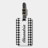 Houndstooth zwart-wit decoratief kunstpatroon bagagelabel (Voorkant verticaal)