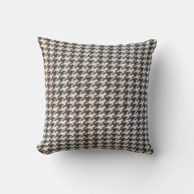 Houndstooth zwart wit elegante chique klassieke st kussen (Voorkant)