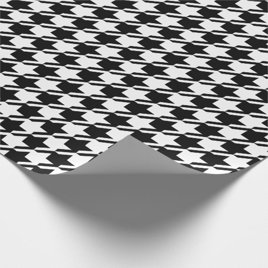Houndstooth Zwart+Wit Groot Patroon Cadeaupapier (Hoek)