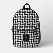 Houndstooth zwart-wit monogram bedrukte rugzak (Voorkant)