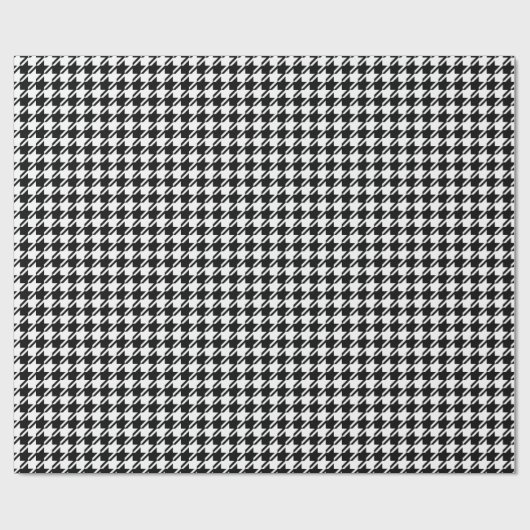 Houndstooth zwart + wit patroon cadeaupapier (Vlak)
