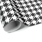 Houndstooth zwart + wit patroon cadeaupapier (Rol Hoek)