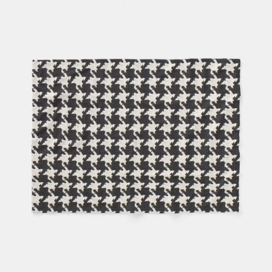 Houndstooth zwart wit patroon fleece deken (Voorkant (Horizontaal))