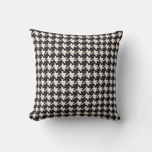 Houndstooth zwart wit patroon kussen (Voorkant)