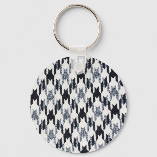 Houndstooth zwart-wit patroon sleutelhanger (Voorkant)