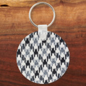 Houndstooth zwart-wit patroon sleutelhanger (Voorkant)