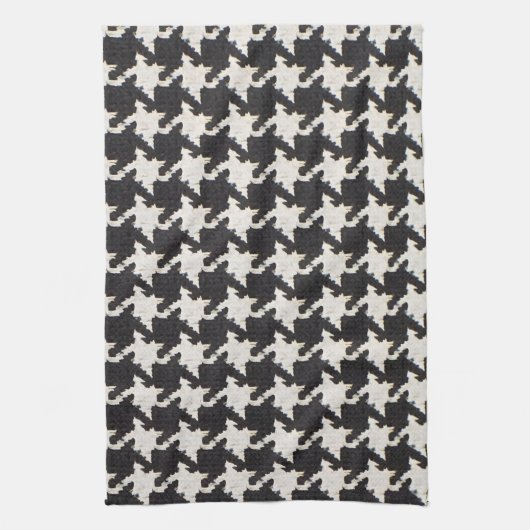 Houndstooth zwart wit patroon theedoek (Verticaal)