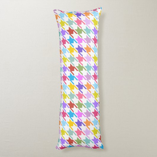 Houndtooth Multicolor+White Patroon Lichaamskussen (Achterkant (Verticaal))