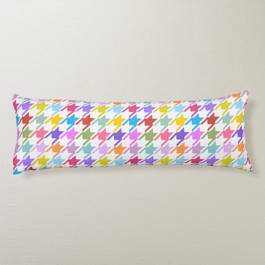 Houndtooth Multicolor+White Patroon Lichaamskussen (Achterkant)