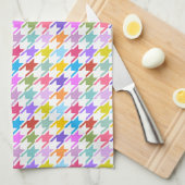 Houndtooth Multicolor+White Patroon Theedoek (Quarter Fold)