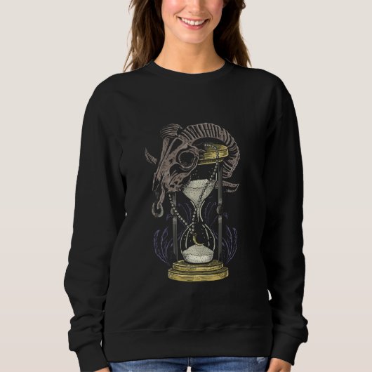 Hourglass Skull Sheep Time Traveler Science Fictio Trui (Voorkant)