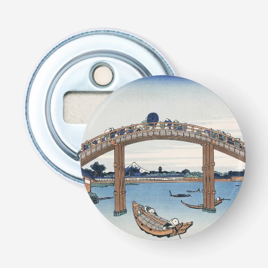 Housai Mount Fuji vanaf de brug onder Mannen Button Flesopener (Voorkant)