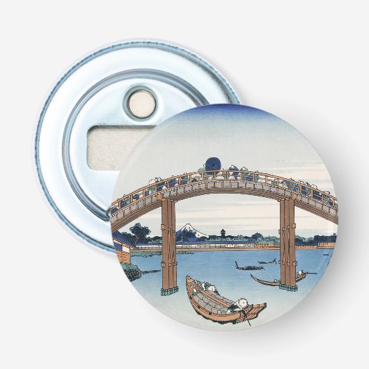 Housai Mount Fuji vanaf de brug onder Mannen Button Flesopener (Voorkant)