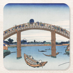 Housai Mount Fuji vanaf de brug onder Mannen Kartonnen Onderzetters