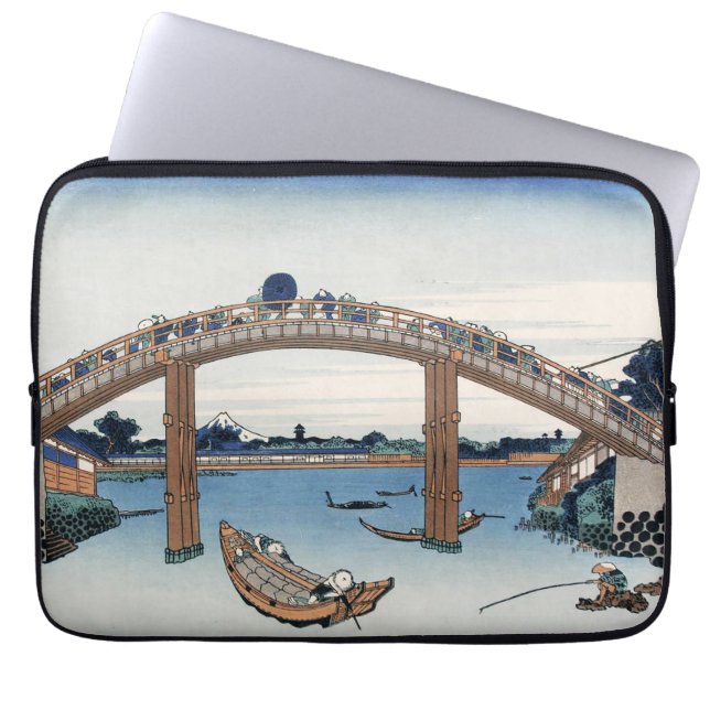 Housai Mount Fuji vanaf de brug onder Mannen Laptop Sleeve (Voorkant)