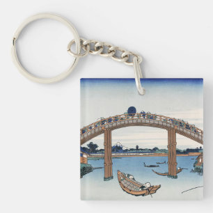 Housai Mount Fuji vanaf de brug onder Mannen Sleutelhanger