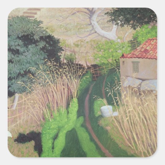 House and Reeds, c.1921-24 Vierkante Sticker (Voorkant)