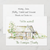 House and Trees New Address Flat Announcement Kaar Aankondiging (Voorkant / Achterkant)