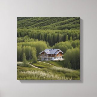 House Birch Forest Canvas Afdruk