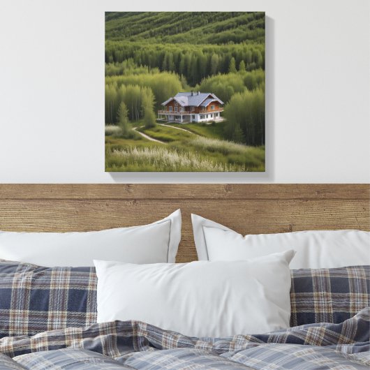 House Birch Forest Canvas Afdruk (Insitu (Slaapkamer))