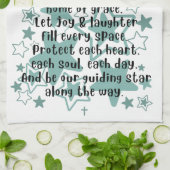 House Blessing Poem Teal Stars Theedoek (Gevouwen)