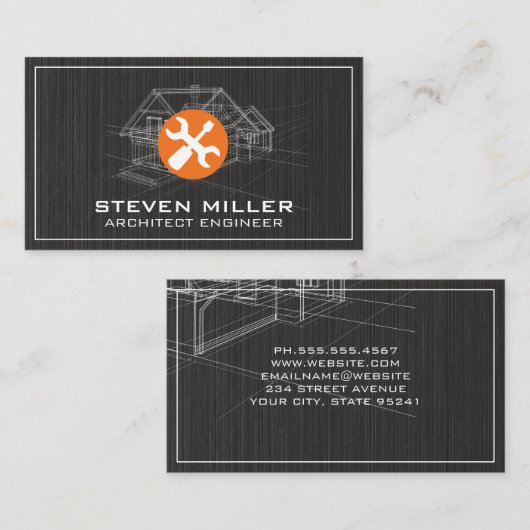 House Blue Print | Architect | Handgereedschap Visitekaartje (Voorkant / Achterkant)
