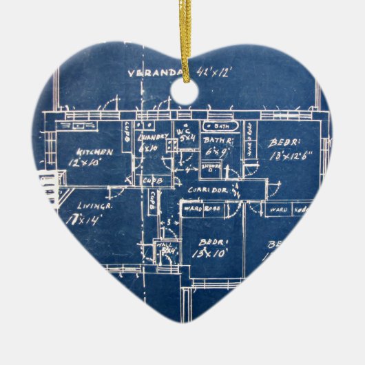 House Blueprints Keramisch Ornament (Voorkant)