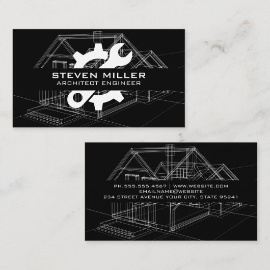 House Blueprints Schematics | Architect | Hardware Visitekaartje (Voorkant / Achterkant)