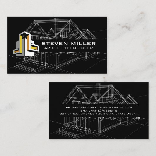 House Blueprints Schematics | Logo architect Visitekaartje (Voorkant / Achterkant)