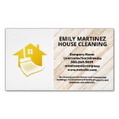 House Broom Logo | Houten en tegelvloeren Magnetisch Visitekaartje (Voorkant)