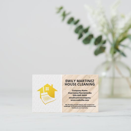 House Broom Logo | Houten en tegelvloeren  Visitekaartje (Staand voorkant)