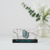 House Broom Logo | Witte marmer Visitekaartje (Staand voorkant)