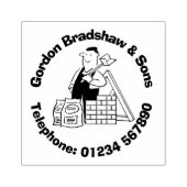 House Builder met bouwmaterialen. Rubberstempel (Afrduk)